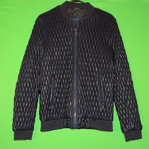 Zara Man Basic Mens M Blue Puffer Zip Jacket